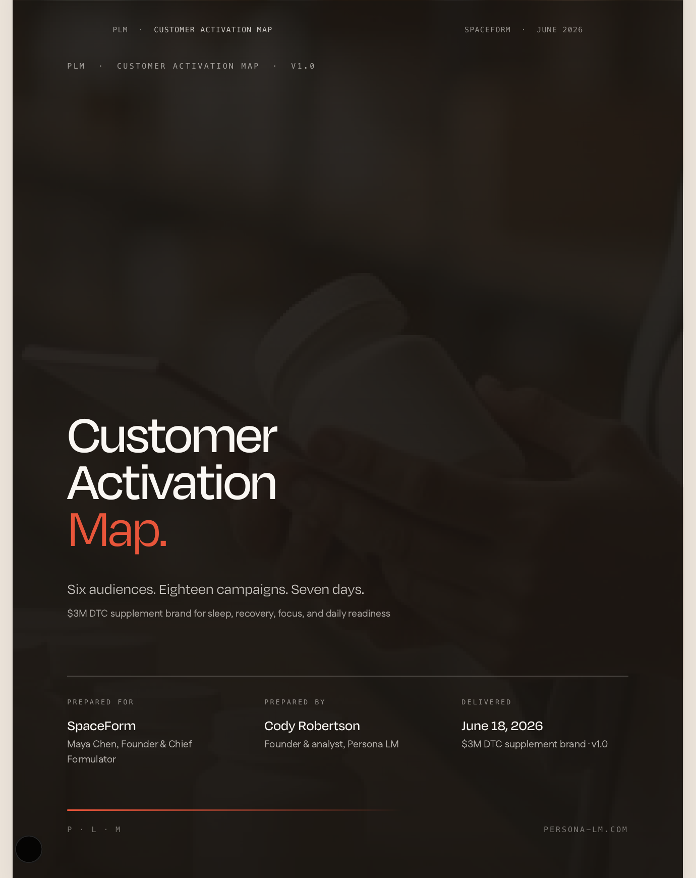 The cover of a sample Customer Activation Map report